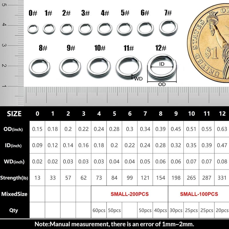 FishTrip Split Rings Fishing 50Pcs - Stainless Steel Heavy Duty Split Ring Pliers Saltwater Treble Hooks Terminal Tackle Connector (Size 8) - Image 5
